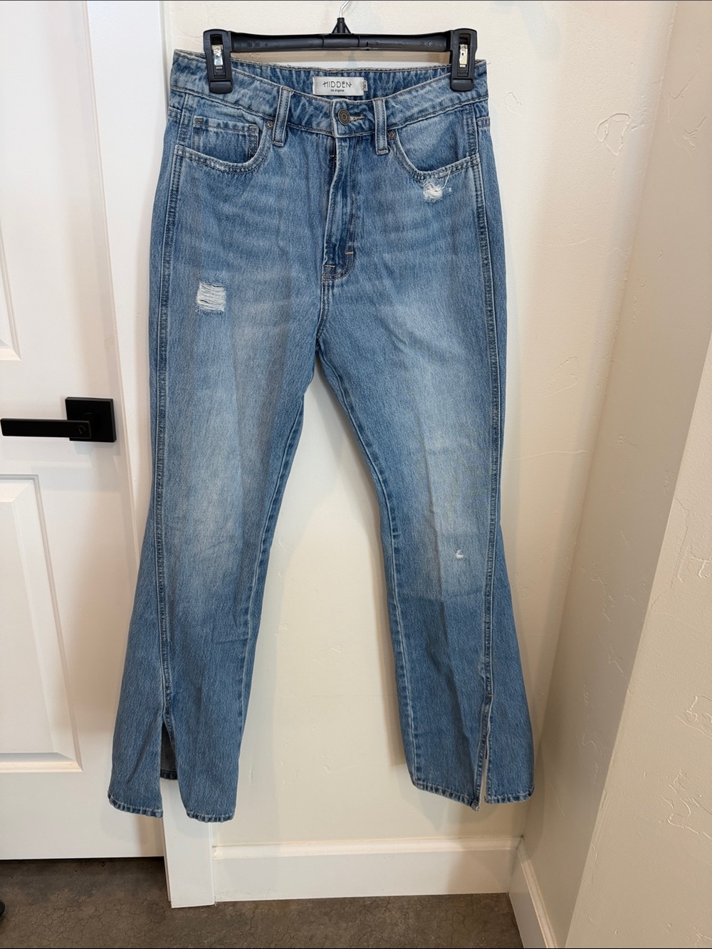 Citizens of Humanity Light Blue High-Rise Flare Jeans with Front Slits